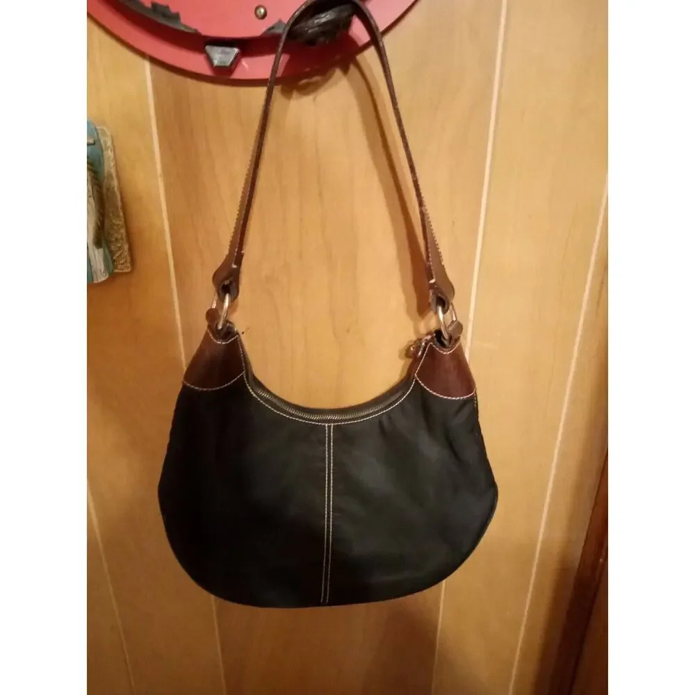 Vintage Dooney & Bourke Small Hobo Handbag Purse Nylon & Leather Trim DB Black - Picture 12 of 12